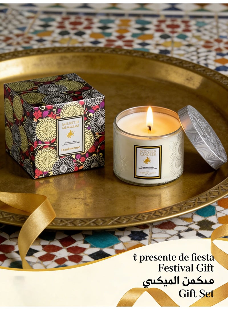 Embossed Scented Candle Glass in Jar,230G Perfume Floral Soy Wax Aroma Candle for Wedding Anniversaries Birthday Holiday Home Decor,Prefect Gift for Meditation Stress Relief Mood - Image 1